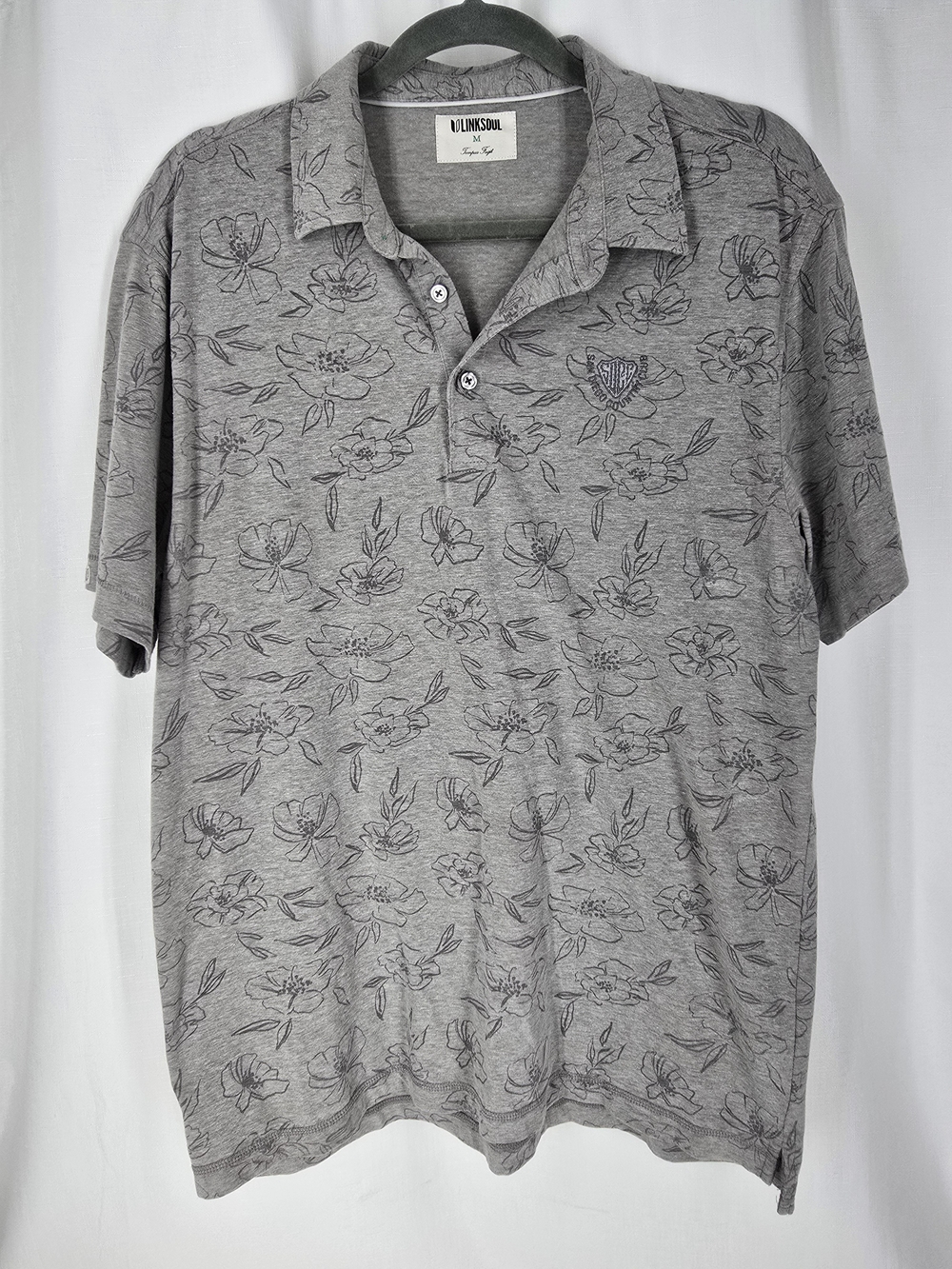 Linksoul Gray Floral-Print Polo
